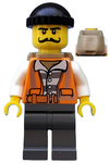 LEGO | CITY | PRELOVED | MINIFIGURE | Police - City Bandit Male with Orange Vest, Black Knit Cap, Moustache Curly Long [cty0754]