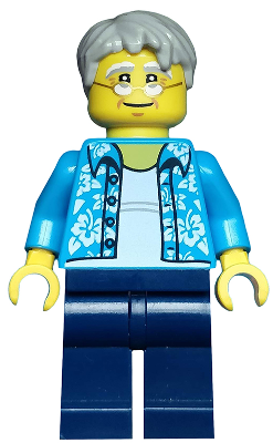 LEGO | CITY | PRELOVED | MINIFIGURE | Beachgoer - Gray Male Hair, Glasses and Hawaiian Shirt [cty0762]