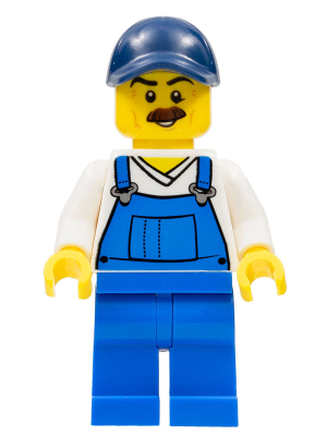 LEGO | CITY | PRELOVED | MINIFIGURE | Beach Janitor - Blue Overalls and Dark Blue Cap [cty0765]