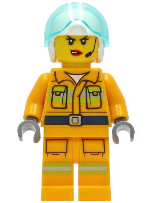 LEGO | MINIFIGURE | CITY | PRELOVED | Fire - Reflective Stripes, Bright Light Orange Suit, White Helmet, Headset [cty1282]