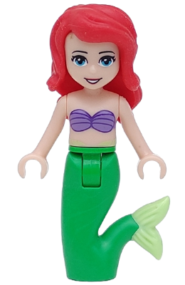LEGO | MINIFIGURE | DISNEY | PRELOVED | Ariel, Mermaid (Light Nougat) - Medium Lavender Shell Bra Top, Bright Green Tail, Medium Azure Eyes [dp001]