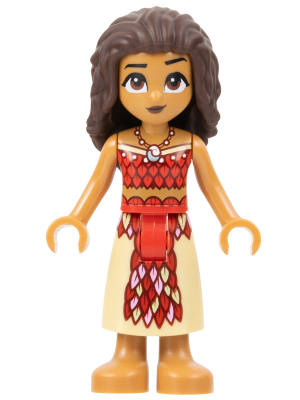 LEGO | MINIFIGURE | DISNEY | NEW | Moana - Mini Doll, Red and Tan Top and Long Skirt with Feathers [dp171]