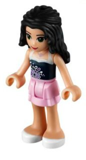 LEGO | MINIFIGURE | FRIENDS | Friends Emma - Bright Pink Layered Skirt, Dark Blue Top [frnd0034]