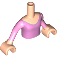 PARTS | Torso Mini Doll Girl Bright Pink Scoop Neck Pattern, Light Nougat Arms with Hands with Bright Pink Sleeves [ftgpb049c01]