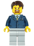 LEGO | CITY | PRELOVED | MINIFIGURE | Businessman Pinstripe Jacket and Gold Tie, Light Bluish Gray Legs, Dark Brown Hair Short Tousled with Side Part [hol069]