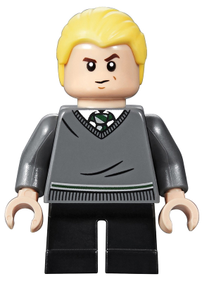 LEGO | MINIFIGURE | HARRY POTTER | PRELOVED | Draco Malfoy - Slytherin Sweater, Black Short Legs [hp148]