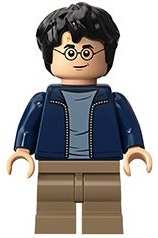 LEGO | MINIFIGURE | HARRY POTTER | PRELOVED | Harry Potter - Dark Blue Open Jacket, Dark Tan Medium Legs [hp175]