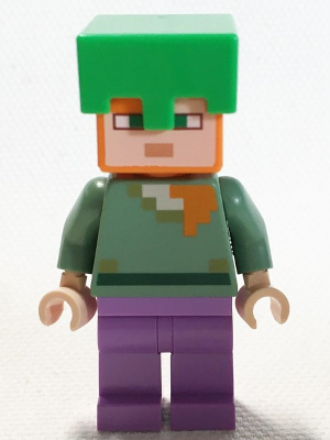 LEGO | MINIFIGURE | MINECRAFT | NEW | Alex - Medium Lavender Legs, Bright Green Helmet [min089]