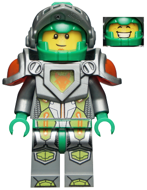 LEGO | MINIFIGURE | NEXO KNIGHTS | PRELOVED | Aaron Fox - Flat Silver Visor and Armor, 2 Clips and 2 Bars with Tow Ball on Back [nex035]