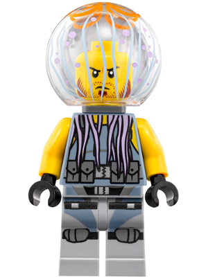 LEGO | MINIFIGURE | NINJAGO | Jelly - Dark Red Beard, Dark Bluish Gray Neck Bracket, Trans-Medium Blue Round Plate [njo352]
