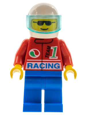 LEGO | CITY | PRELOVED | MINIFIGURE | Octan - Racing, Blue Legs, White Helmet, Trans-Light Blue Visor [oct028]