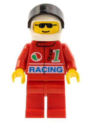 LEGO | CITY | PRELOVED | MINIFIGURE | Octan - Racing, Red Legs, White Helmet, Black Visor [oct031]