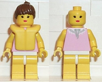 LEGO | CITY | PRELOVED | MINIFIGURE | Gray and White Collar - Yellow Legs, Brown Ponytail Hair, Life Jacket [par007]