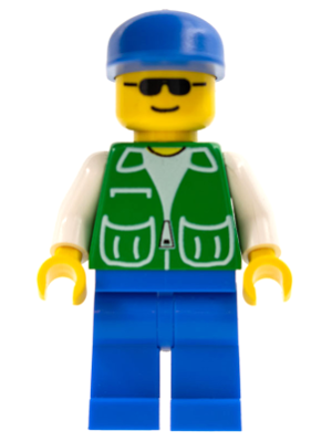 LEGO | CITY | PRELOVED | MINIFIGURE | Jacket Green with 2 Large Pockets - Blue Legs, Blue Cap [pck015]