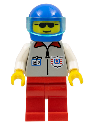LEGO | CITY | PRELOVED | MINIFIGURE | Coast Guard 1 - Red Legs, Blue Helmet, Trans-Light Blue Visor [res004]