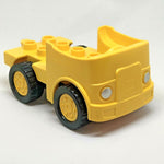 DUPLO | PARTS | PRELOVED | Duplo Car Body Truck with Lego Logo and Silver Headlights on Front Pattern & Duplo Car Base 2 x 4 with Fixed Axles, Black Tires and Yellow Wheels [95462pb02 + 12591c02]
