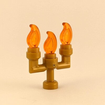 PARTS | Minifigure, Utensil Candlestick / Candelabra + 3 Candle Flames [73117 + 37775]