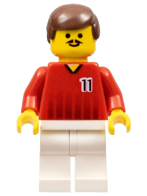 LEGO | MINIFIGURE | PRELOVED | Soccer Player - Red and White Team with Number 11 [soc090]