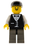 LEGO | MINIFIGURE | CITY | PRELOVED | Town Vest Formal - Race Official, Black Cap [twn004]