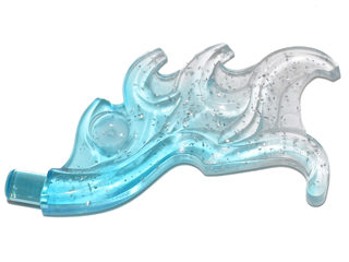 PARTS | Wave Rounded Wing Shaped with Bar (Flame) with Marbled Glitter Trans-Clear Pattern [18394pb02]