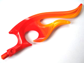 PARTS | Wave Rounded Curved Double with Axle End (Flame) with Marbled Bright Light Orange Pattern [18396pb01]