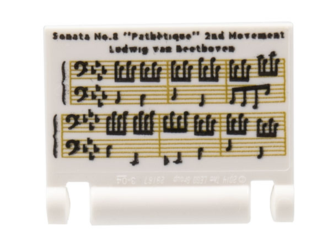 PARTS | Minifigure, Utensil Book Cover with Sheet Music, Musical Notes, 'Sonata No.8 Pathètique 2nd Movement Ludwig van Beethoven' Pattern [24093pb052]