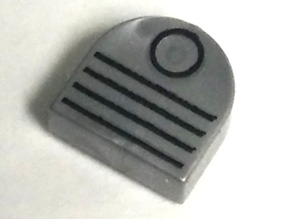 PARTS | Tile, Round 1 x 1 Half Circle Extended with Black Circle and 4 Lines Vent Pattern [24246pb001