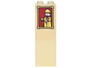 PARTS | Brick 1 x 2 x 5 with Picture Frame with Sorcerer on Dark Red Background Pattern (Sticker) - Set 4842 [2454pb045]