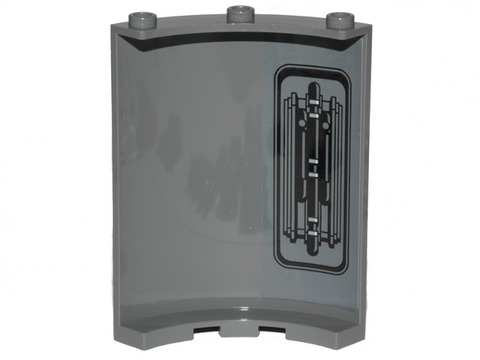 PARTS | Cylinder Quarter 4 x 4 x 6 with SW Pipes and Wall Ornament Pattern on Inside Model Left Side (Sticker) [30562pb058L]