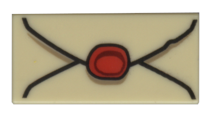 PARTS | Tile 1 x 2 with Groove with Envelope with Red Wax Seal and Dark Tan Highlights Pattern [3069bp0730]
