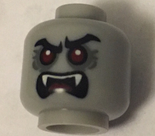 PARTS | Minifigure, Head Alien with Red Eyes, Fangs, Angry Eyebrows, Mouth Open Pattern - Hollow Stud [3626cpb2240]