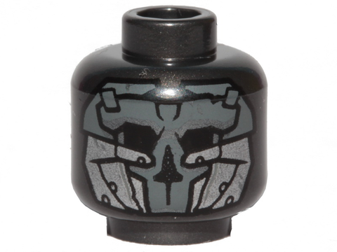 PARTS | Minifigure, Head Mask Dark Bluish Gray and Silver Skull Pattern - Hollow Stud [3626cpb2495]