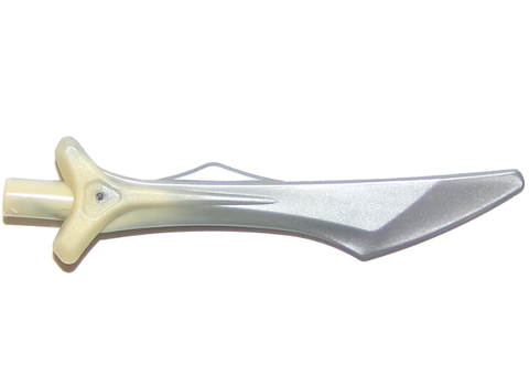 PARTS | Minifigure, Weapon Sword, Blade with Bar and Spike on Top, Marbled Flat Silver Pattern [37680pb01]