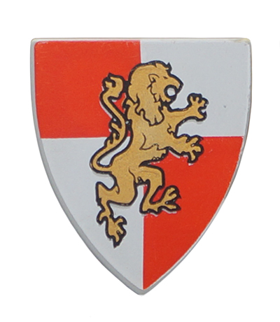 PARTS | Shield Triangular with Gold Lion on Red and White Quarters Background Pattern [3846pb27] - BLOCK Shop ZA