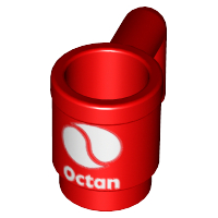 PARTS | Minifigure, Utensil Cup with White Octan Logo Pattern [3899pb004]