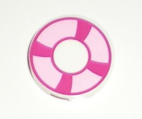 PARTS | Tile, Round 2 x 2 with Magenta and Bright Pink Life Preserver, Curved Bands Pattern [4150pb106]