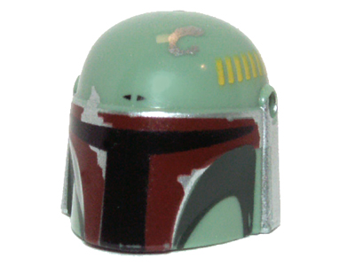 PARTS | Minifigure, Headgear Helmet with Holes, SW Mandalorian with Dark Red, Dark Green Weathered Pattern) [87610pb01]