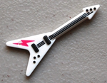 PARTS | Minifigure, Utensil Guitar Electric 'Flying V' with Dark Pink Lightning Bolt Pattern [93564pb02]
