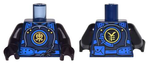 PARTS | Torso Ninjago Armor with Blue Straps and Utility Belt with Lightning Power Emblem Pattern / Black Arms / Black Hands [973pb2613c01]