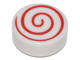 PARTS | Tile, Round 1 x 1 with Red Spiral Pattern [98138pb013]