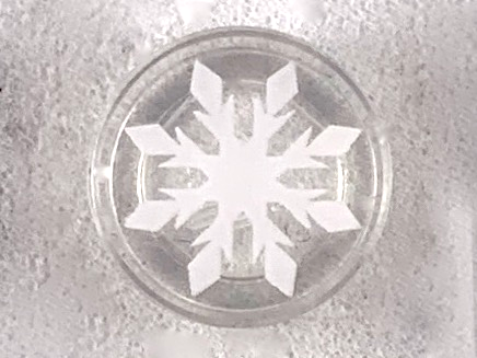 PARTS | Tile, Round 1 x 1 with White Snowflake with 8 Points Pattern [98138pb105]