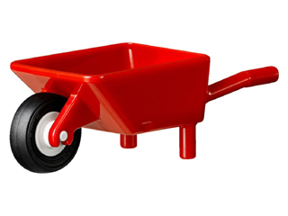 PARTS | Minifigure, Utensil Wheelbarrow Frame with White Pulley Wheel and Black Tire (98288 / 3464 / 59895) [98288c01]