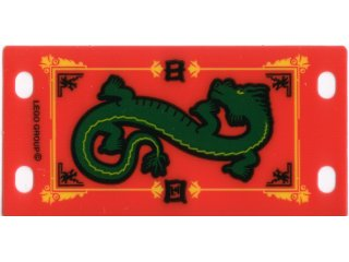 PARTS | Plastic Flag 4 x 8 with Green Oriental Dragon Pattern [bb0130]