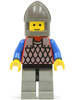 LEGO | CASTLE | PRELOVED | Scale Mail - Red with Blue Arms, Light Gray Legs with Black Hips, Dark Gray Chin-Guard [cas158]