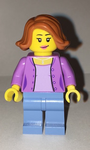 LEGO | MINIFIGURE | CITY | PRELOVED | Medium Lavender Jacket over Lavender Shirt, Medium Blue Legs, Dark Orange Female Hair Short Swept Sideways [cty0666]