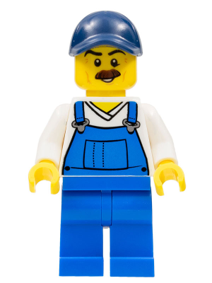 LEGO | MINIFIGURE | Beach Janitor - Blue Overalls and Dark Blue Cap [cty0765]