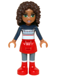 LEGO | MINIFIGURE | FRIENDS | Friends Andrea, Red Skirt and Boots, Dark Blue Sweater Top [frnd133]