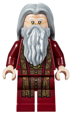 LEGO | MINIFIGURE | HARRY POTTER | PRELOVED | Albus Dumbledore, Dark Red Robe, Light Bluish Gray Hair [hp147]