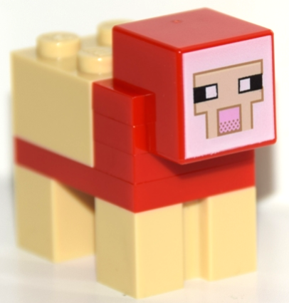 LEGO | MINIFIGURE | MINECRAFT | PRELOVED | Minecraft Sheep, Red, Sheared - Brick Built [minesheep04]