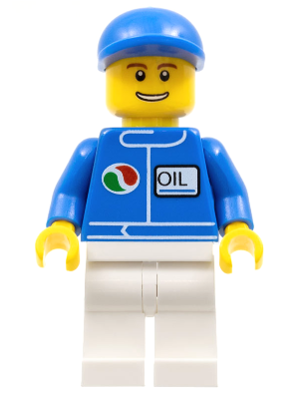 LEGO | MINIFIGURE | CITY | PRELOVED | Octan - Blue Oil, White Legs, Blue Short Bill Cap [oct054]